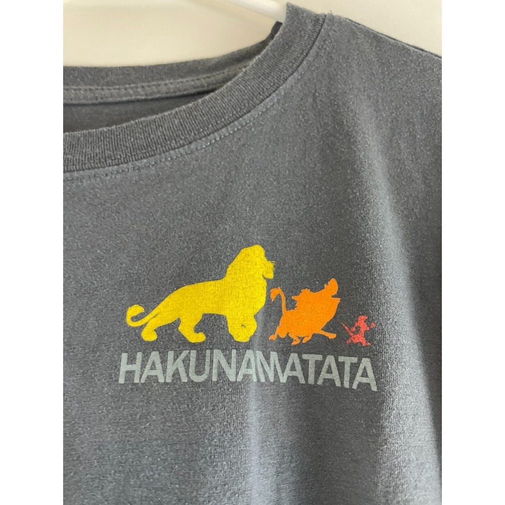 Disney Shirt Men's Size Small Gray Crewneck *Lion King HAKUNAMATATA* Long Sleeve - Picture 3 of 7